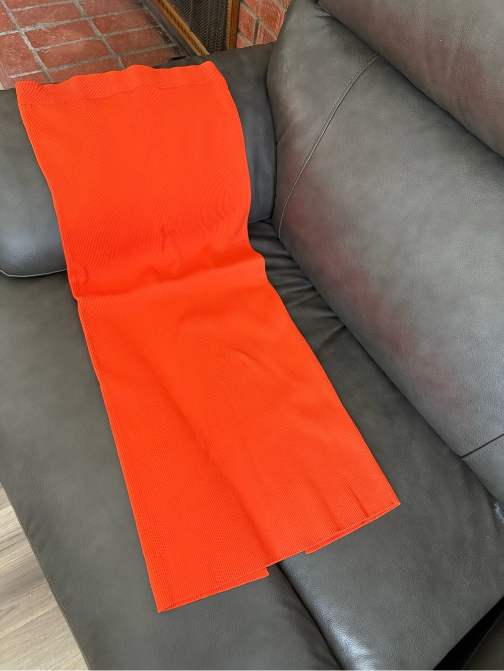 Zara Orange Ribbed Knit Skirt
